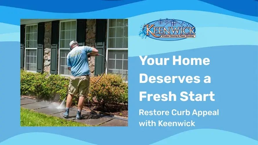 Keenwick’s power washing keeps your siding, driveways, and patios spotless year-round.