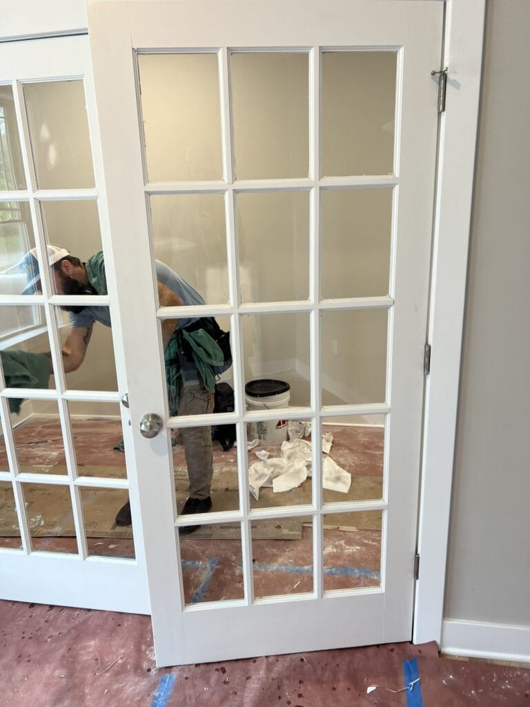 Clean residential window after restoration